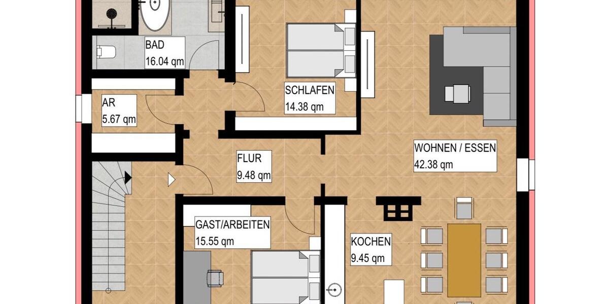 Etagenwohnung Dortmund Hörde - 3.5 Zimmer, 120 m&sup2;, 1.695&euro; | Angebot:25894313