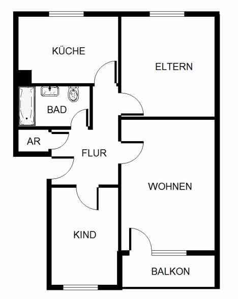 Erdgeschoßwohnung Dortmund Eving - 3 Zimmer, 70 m&sup2;, 595&euro; | Angebot:25153094