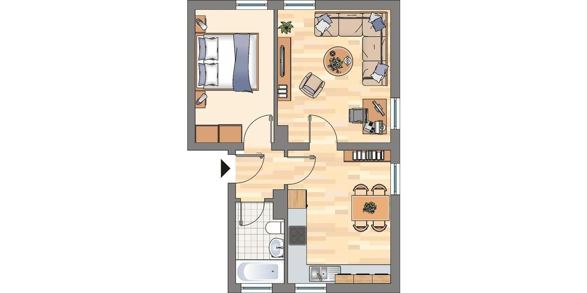 Erdgeschoßwohnung Dortmund Eving - 2 Zimmer, 42 m&sup2;, 366&euro; | Angebot:26586843