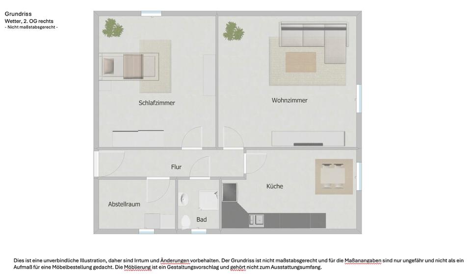 Etagenwohnung Wetter (Ruhr) - 3.5 Zimmer, 55 m&sup2;, 467&euro; | Angebot:26644859