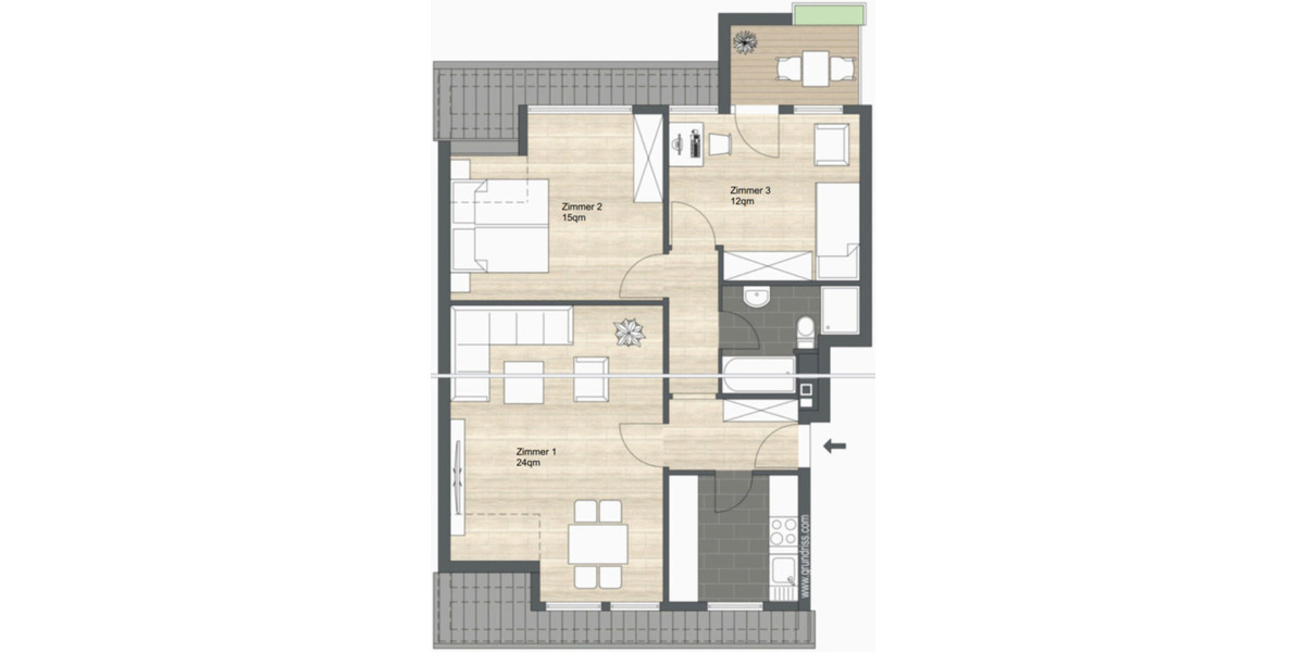 Dachgeschoßwohnung Dortmund Brackel - 3 Zimmer, 963&euro; | Angebot:25723644