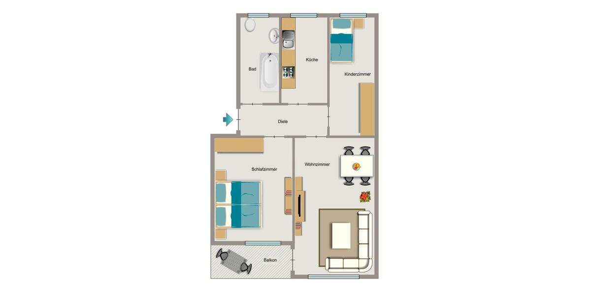 Etagenwohnung Witten Herbede - 3.5 Zimmer, 64 m&sup2;, 486&euro; | Angebot:25982847