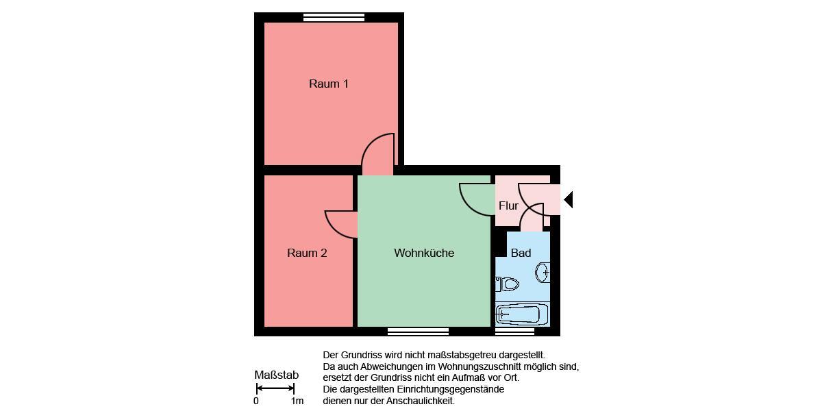 Etagenwohnung Iserlohn Grüne - 2 Zimmer, 46 m&sup2;, 389&euro; | Angebot:26008889