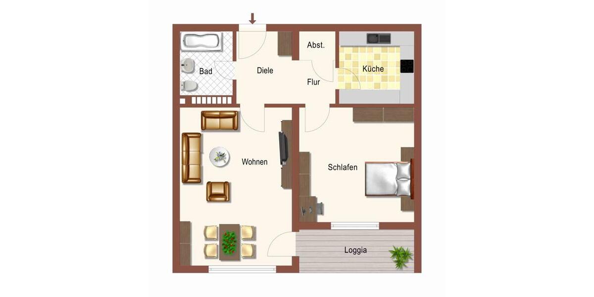 Erdgeschoßwohnung Dortmund Brackel - 2.5 Zimmer, 46 m&sup2;, 450&euro; | Angebot:25882867