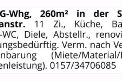 Wohnung Lüdenscheid Staberg - 11 Zimmer, 260 m&sup2;, 1.300&euro; | Angebot:26548384
