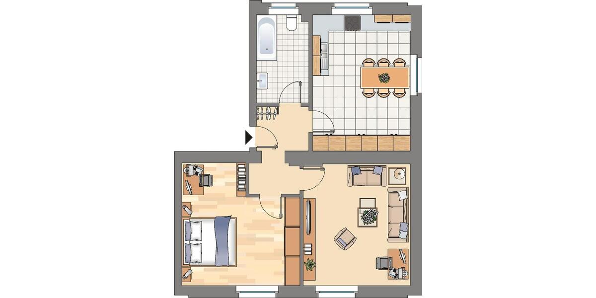 Etagenwohnung Dortmund Huckarde - 2 Zimmer, 62 m&sup2;, 495&euro; | Angebot:26003857