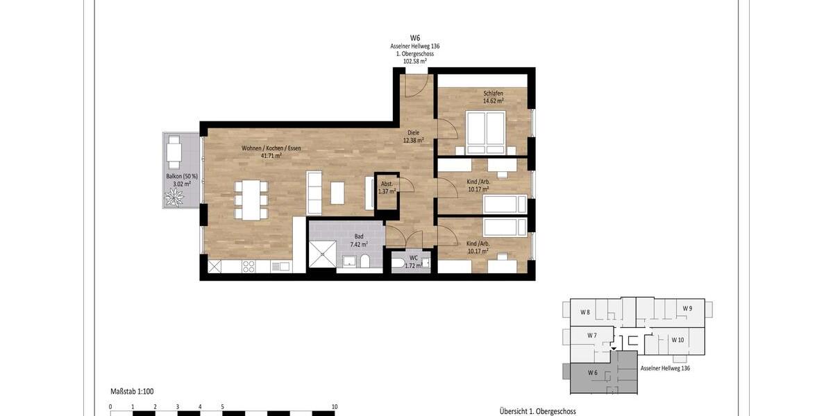 Etagenwohnung Dortmund Brackel - 4 Zimmer, 102 m&sup2;, 1.180&euro; | Angebot:26614545