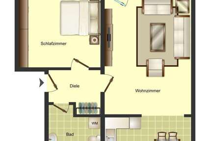 Wohnung Bergkamen Weddinghofen - 2 Zimmer, 52 m&sup2;, 419&euro; | Angebot:27114801