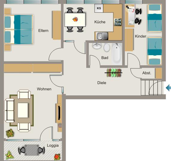 Etagenwohnung Iserlohn Letmathe - 3.5 Zimmer, 72 m&sup2;, 563&euro; | Angebot:25650435