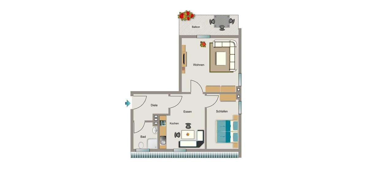 Dachgeschoßwohnung Dortmund Innenstadt West - 2.5 Zimmer, 50 m&sup2;, 591&euro; | Angebot:25644071