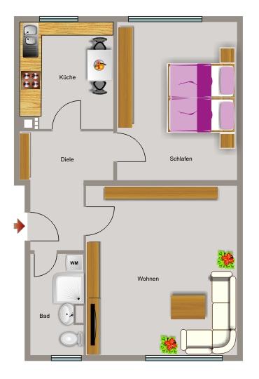 Etagenwohnung Dortmund Innenstadt Nord - 2.5 Zimmer, 55 m&sup2;, 485&euro; | Angebot:25881194