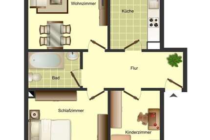 Wohnung Bergkamen Overberge - 3.5 Zimmer, 73 m&sup2;, 539&euro; | Angebot:25915681
