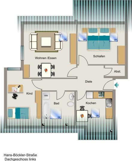 Dachgeschoßwohnung Bergkamen - 3.5 Zimmer, 73 m&sup2;, 550&euro; | Angebot:20163405