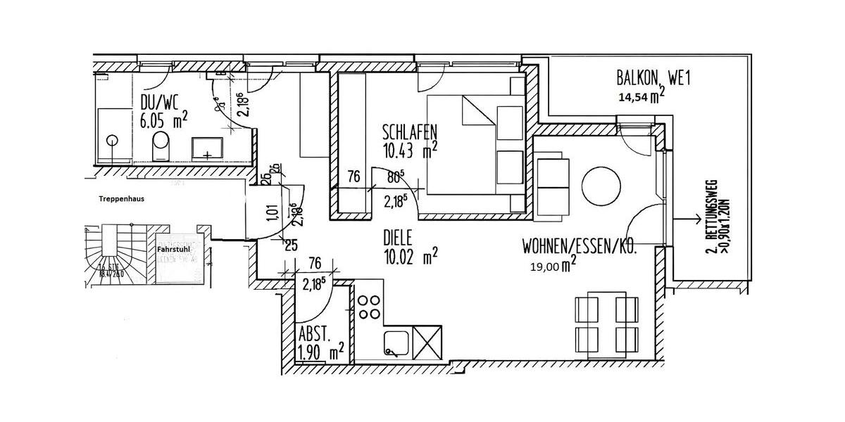Etagenwohnung Kamen - 2 Zimmer, 48 m&sup2;, 900&euro; | Angebot:25420401