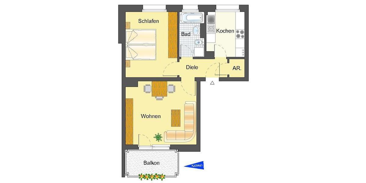 Etagenwohnung Lüdenscheid Othlinghausen - 2 Zimmer, 50 m&sup2;, 331&euro; | Angebot:25491039