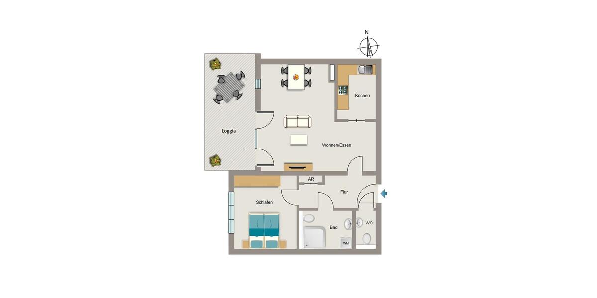 Etagenwohnung Dortmund - 2 Zimmer, 69 m&sup2;, 920&euro; | Angebot:25175697